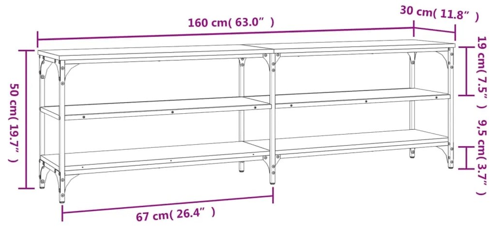 Έπιπλο Τηλεόρασης Μαύρο 160x30x50 εκ. από Επεξεργασμένο Ξύλο - Μαύρο