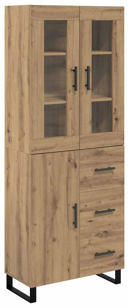 vidaXL Highboard με συρτάρι 2 pcs Artisan Oak Σύνθετο Ξύλο και Γυαλί