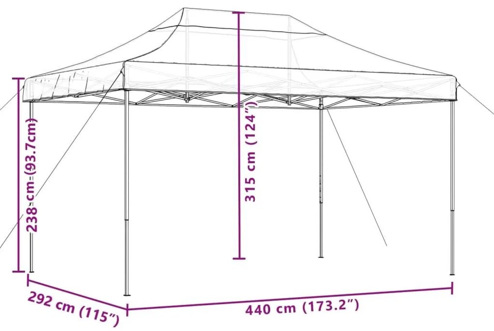 Τέντα Εκδηλώσεων Πτυσσόμενη Pop-Up Μπεζ 440x292x315 εκ. - Μπεζ