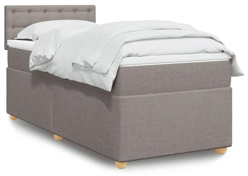 Κρεβάτι Boxspring με Στρώμα Taupe 90x200 εκ. Υφασμάτινο