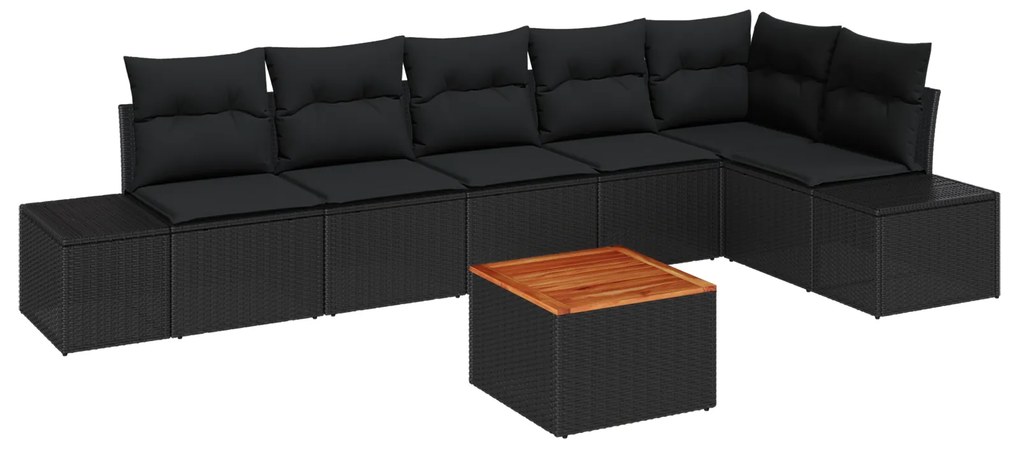 vidaXL Σετ Καναπέ Κήπου 7 pcs Μαύρο Ρατάν πολυαιθυλενίου & Ατσάλι