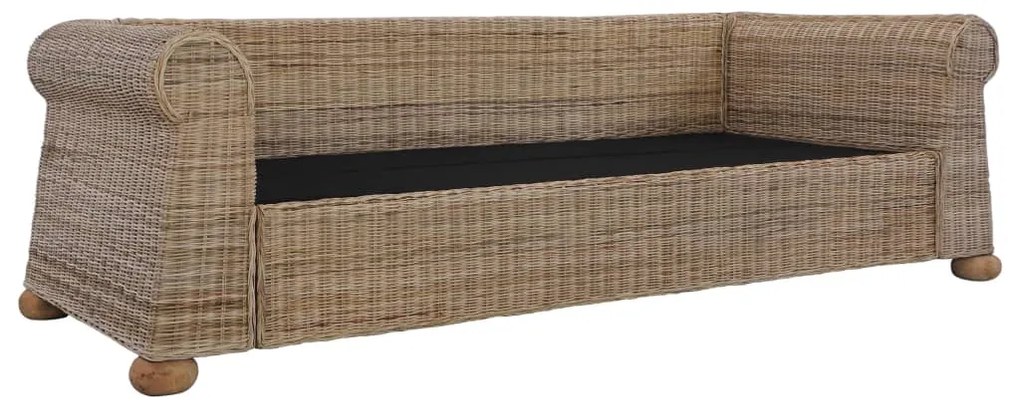 vidaXL Καναπές Τριθέσιος από Γνήσιο Ρατάν με Μαξιλάρια