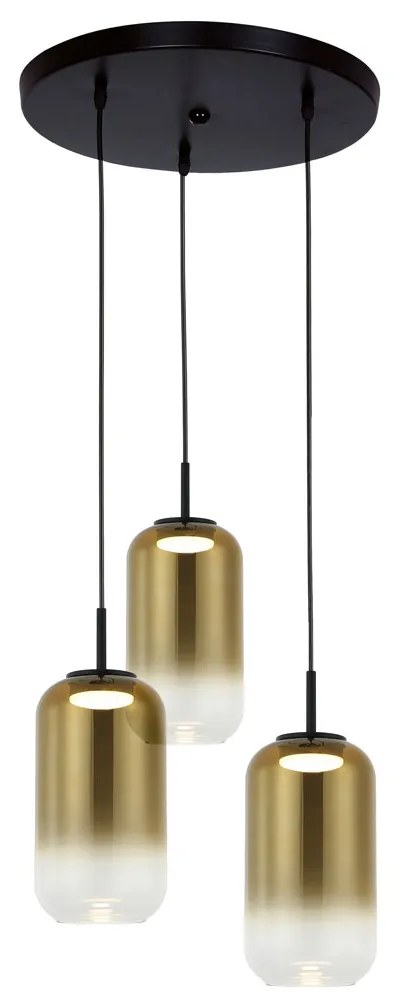 Φωτιστικό Οροφής Τρίφωτο LED Zambelis 23231 Gold Glass