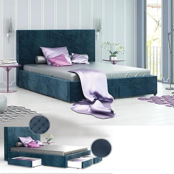 Κρεβάτι διπλό Mexico 2 με συρτάρια 169x107x215cm &amp; στρώμα 160x200cm Μπλέ -GRA708