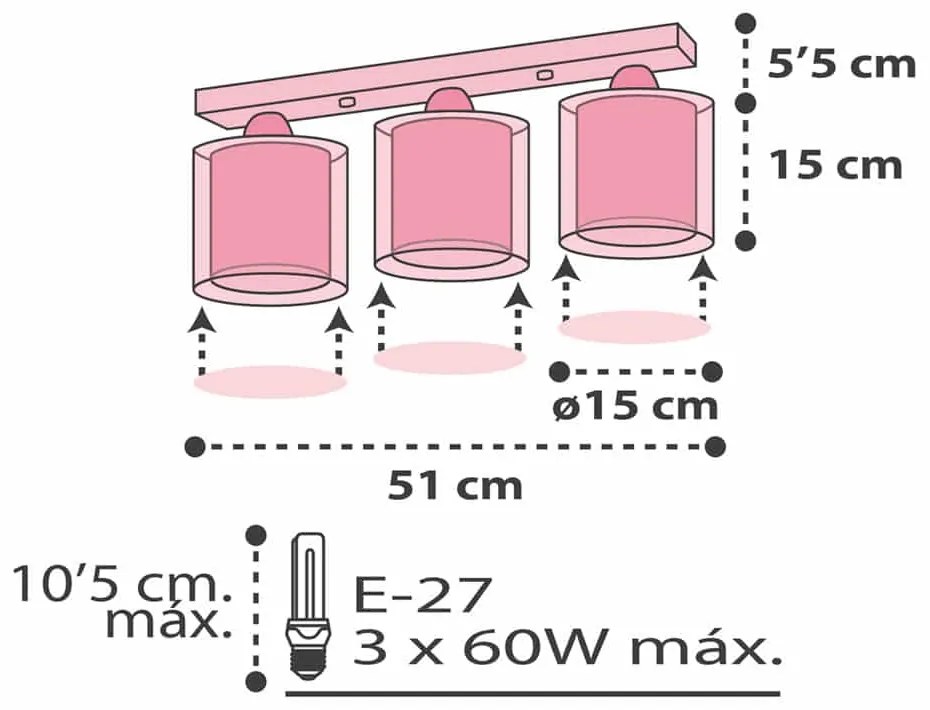 Clouds Pink τρίφωτο οροφής (41413[S]) - 41413S