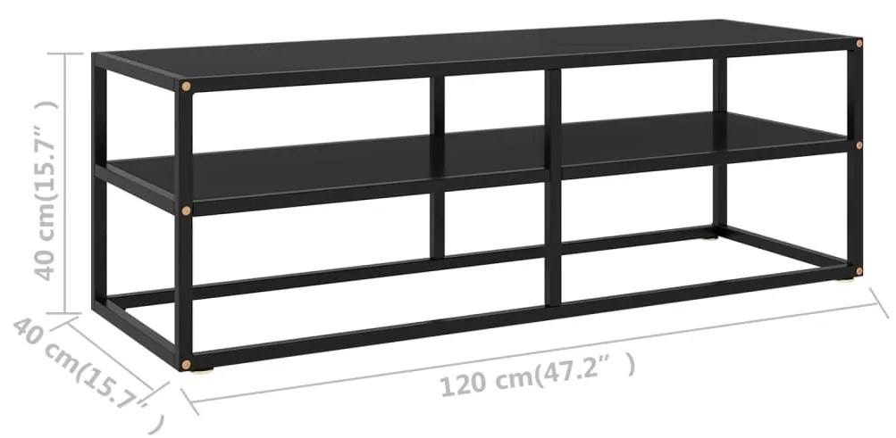 Έπιπλο Τηλεόρασης με Μαύρο Γυαλί 120 x 40 x 40 εκ. - Μαύρο