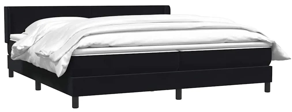 vidaXL Κρεβάτι Boxspring με Στρώμα Μαύρο 180x210 εκ. Βελούδινο