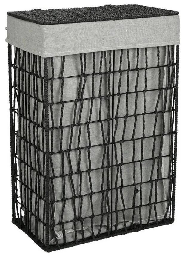 Καλάθι Απλύτων Nest 02-28077 37x22x55cm 2 Θέσεων Black Estia Ύφασμα,Χαρτί