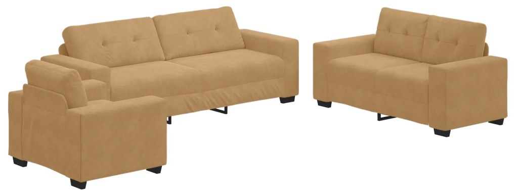 vidaXL Σετ Καναπέ με μαξιλάρι 3 pcs Καφέ 221 x 78 x 80 εκ Βελούδο