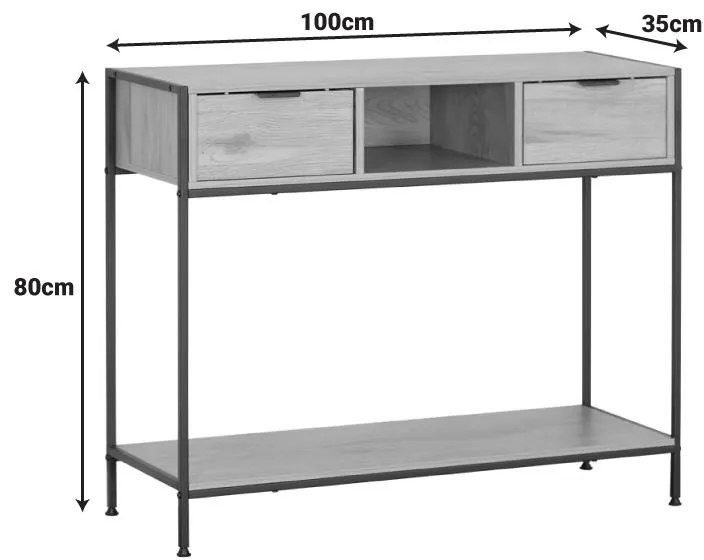 Κονσόλα Regando σε oak απόχρωση με μαύρο μέταλλο 100x35x80εκ 100x35x80 εκ.