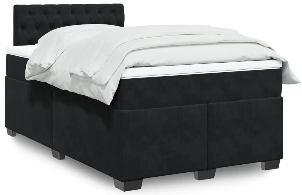 vidaXL Κρεβάτι Boxspring με Στρώμα Μαύρο 120 x 200 εκ. Βελούδινο