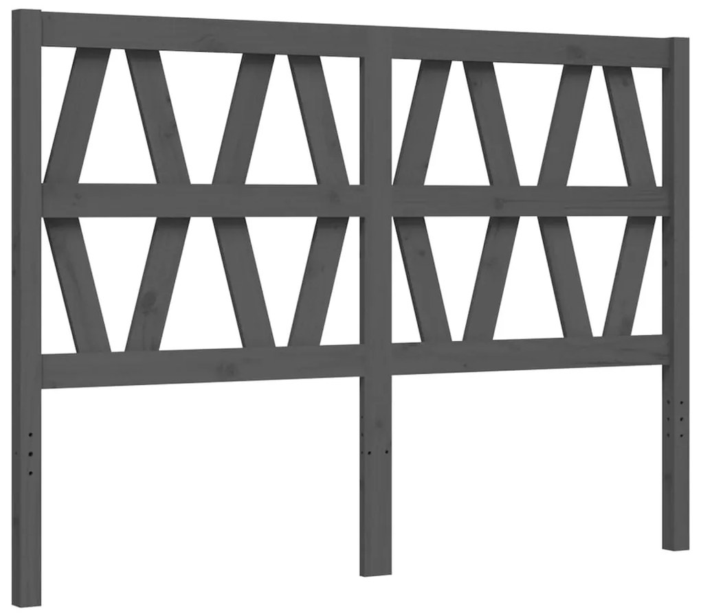 Πλαίσιο Κρεβατιού με Κεφαλάρι Γκρι 140 x 190 εκ. από Μασίφ Ξύλο - Γκρι