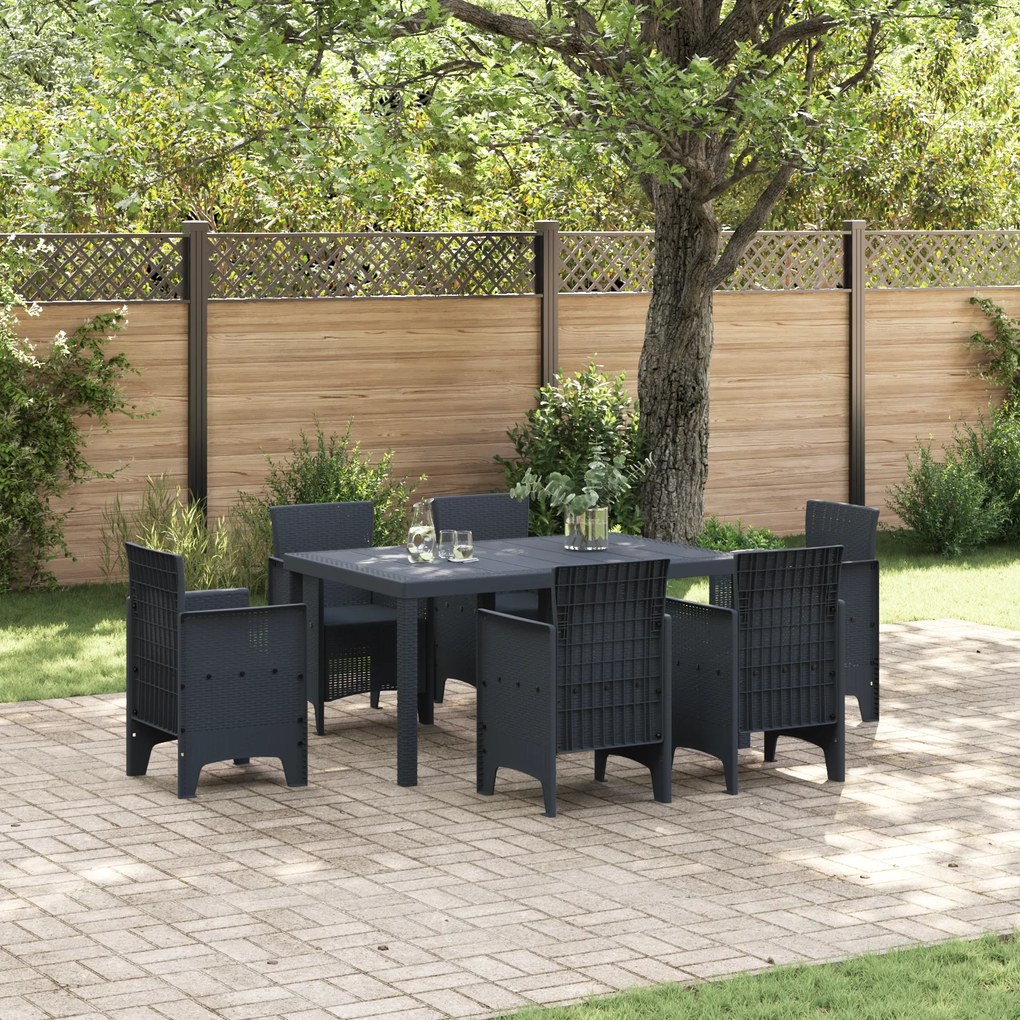 vidaXL Τραπέζι Κήπου Ανθρακί 150x100x73 εκ. Πολυ Ράτταν