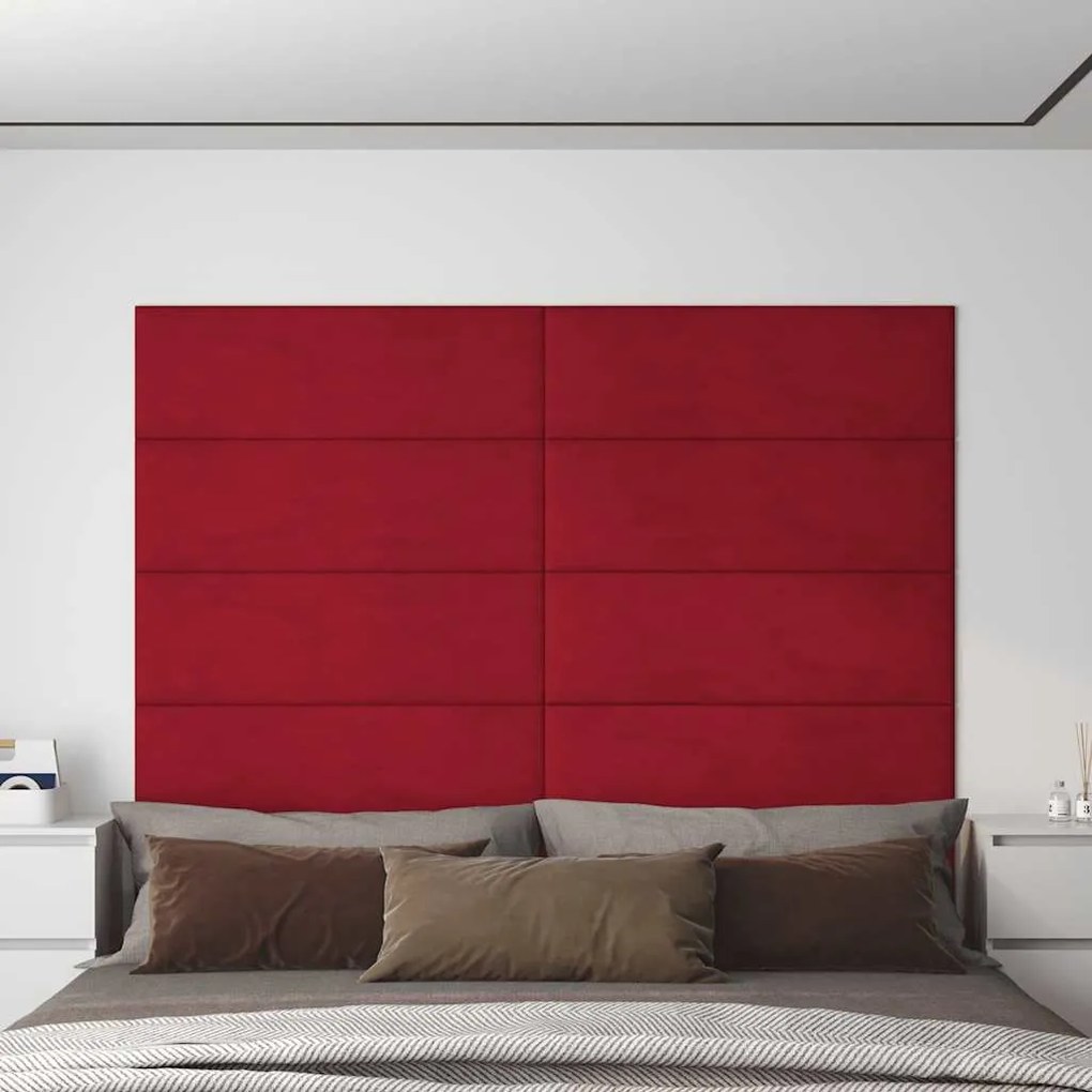 vidaXL Πάνελ Τοίχου 12 τεμ. μπορντό 90 x 30 εκ. 3,24 μ² Βελούδινα