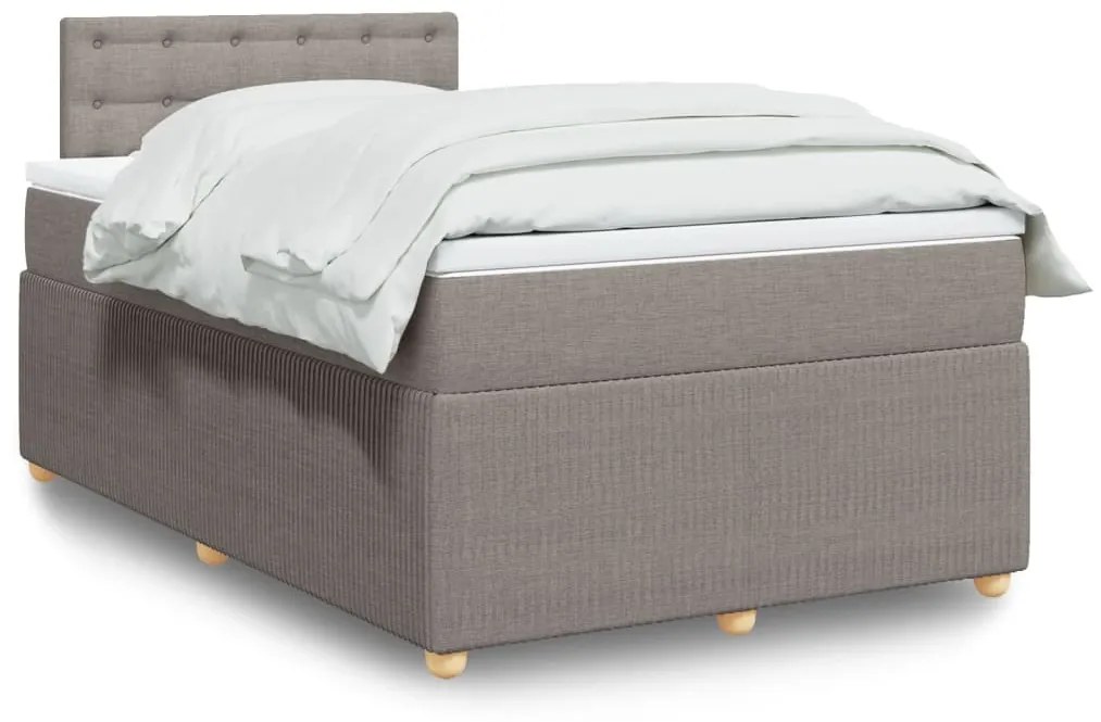 Κρεβάτι Boxspring με Στρώμα Taupe 120x190 εκ. Υφασμάτινο - Μπεζ-Γκρι