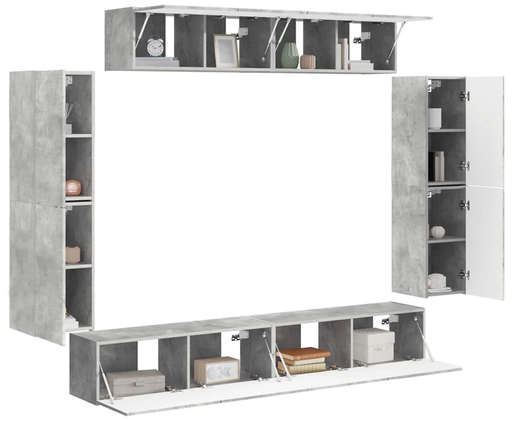 vidaXL Ντουλάπι TV 4 pcs Σκυρόδεμα Γκρι