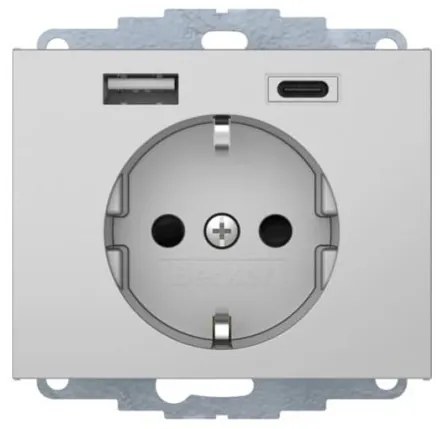 Πρίζα Σούκο με 2xUSB A+C Αλουμίνιο Berker K.5 48047003 Hager-48047003-Αλουμίνιο 48047003