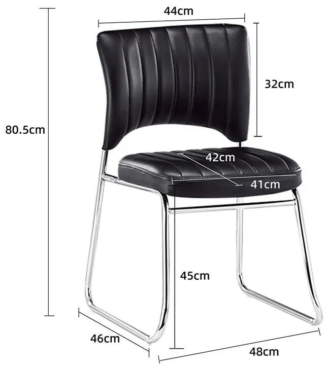 Καρέκλα επισκέπτη Amelia PU μαύρο-πόδι χρωμίου 48x46x80.5 εκ.