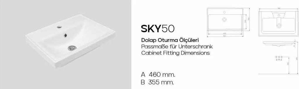 Νιπτήρας Λευκό PRECISE 50x38x5