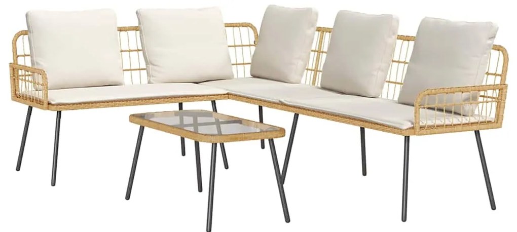 vidaXL Σετ Καναπέ Κήπου με μαξιλάρι 2 pcs Φυσικό συνθετικό ρατάν