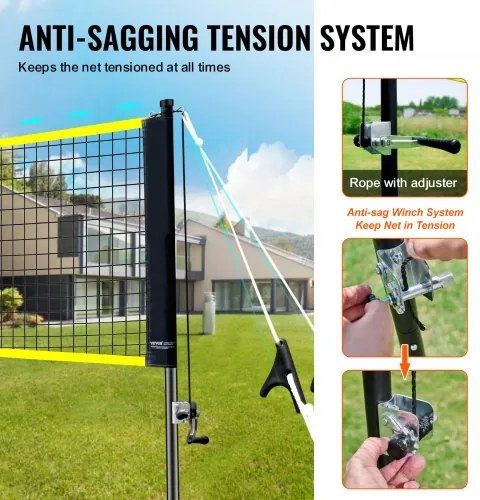 VEVOR Badminton Net Set, Outdoor Backyard Beach Park Badminton Net, Portable Badminton Equipment Set, Adults Kids Badminton Net with Poles, Carrying Bag, 4 Iron Rackets, and 3 Nylon Shuttlecocks