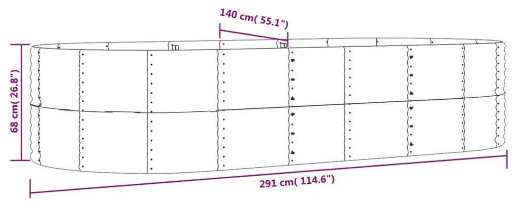 vidaXL Ζαρντινιέρα Καφέ 291x140x68 εκ. Ατσάλι με Ηλεκτρ. Βαφή Πούδρας