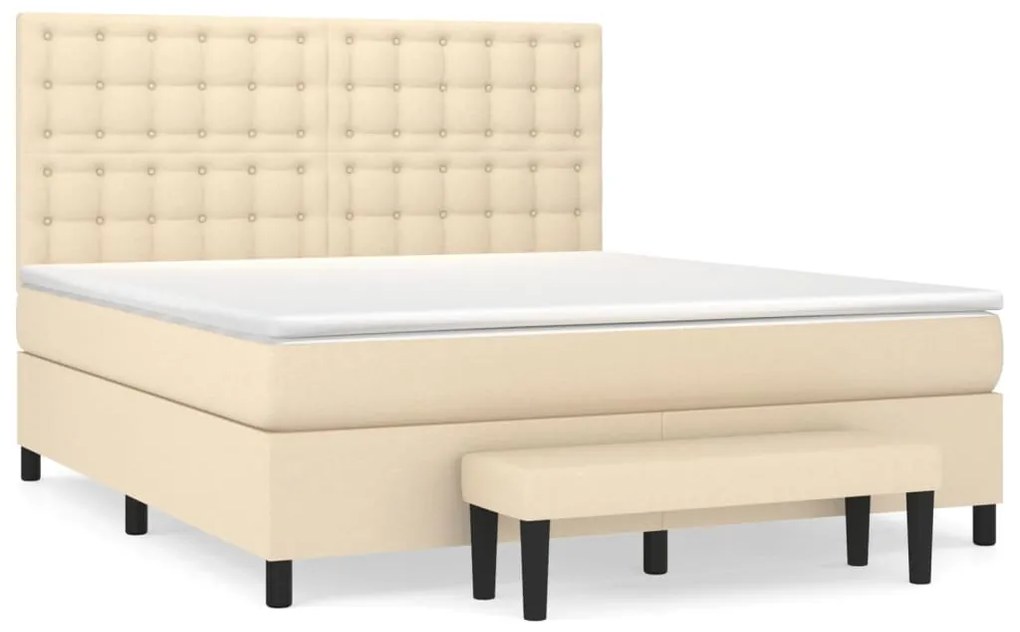 vidaXL Κρεβάτι Boxspring με Στρώμα Κρεμ 180x200 εκ. Υφασμάτινο