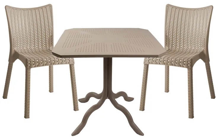 Τραπεζαρία Icon-Confident pakoworld σετ 3τεμ PP σε cappuccino απόχρωση