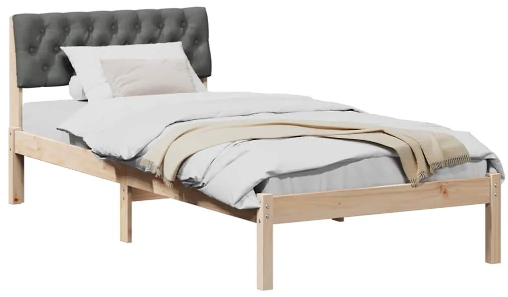 vidaXL Σκελετός Κρεβατιού με κεφαλάρι Καφέ και σκούρο γκρι 90 x 190 cm