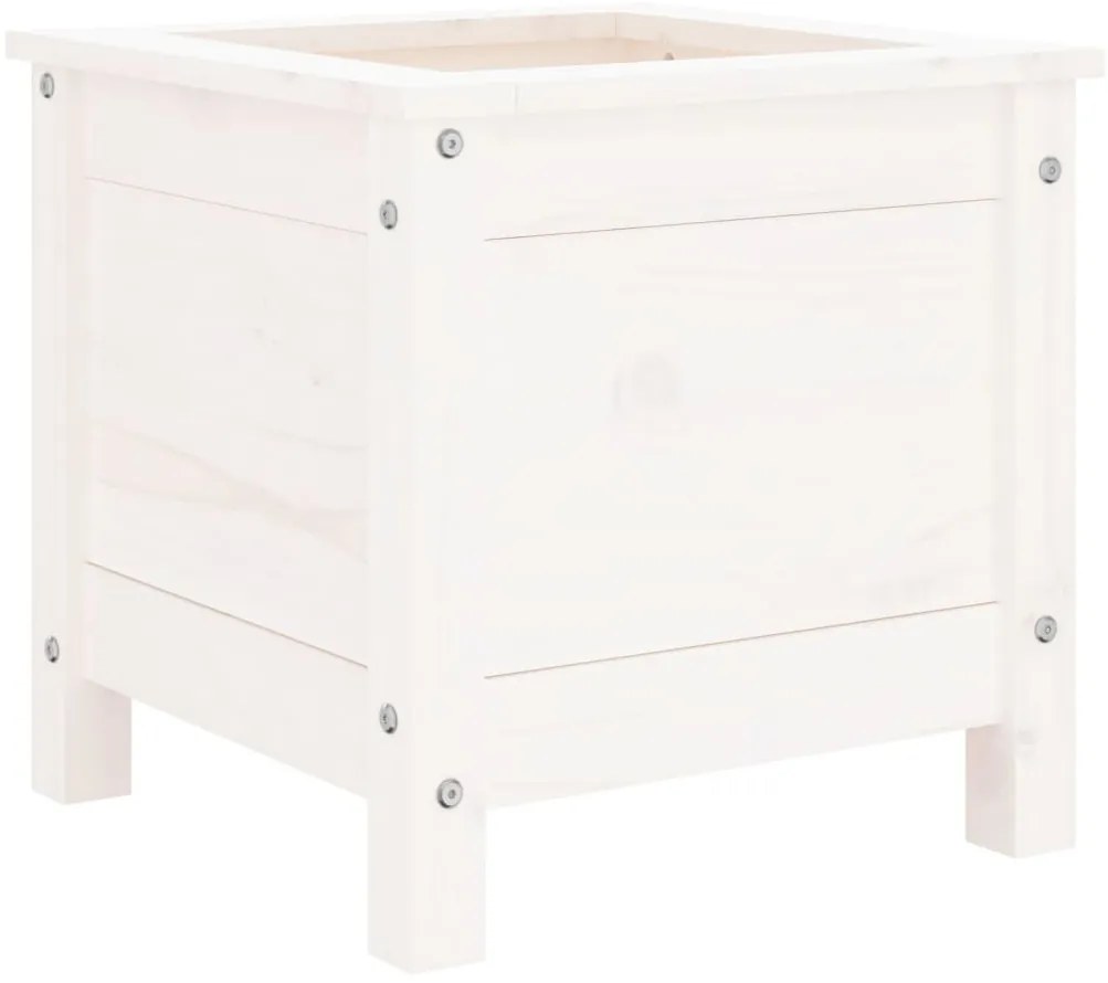 vidaXL Ζαρντινιέρα Λευκή 40 x 40 x 39 εκ. από Μασίφ Ξύλο Πεύκου