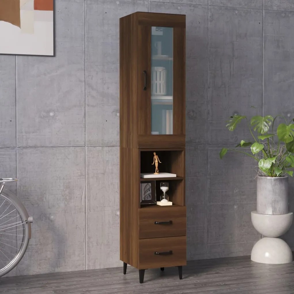 vidaXL Ντουλάπι Καφέ Δρυς 34,5 x 34 x 180 εκ. από Επεξεργασμένο Ξύλο