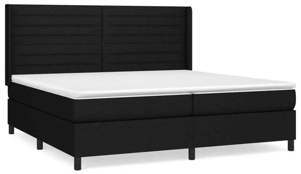 vidaXL Κρεβάτι Boxspring με Στρώμα Μαύρο 200x200 εκ. Υφασμάτινο