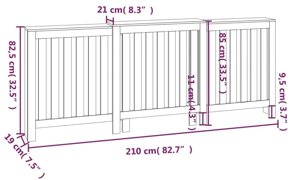 Κάλυμμα Καλοριφέρ 210x21x85 εκ. από Μασίφ Ξύλο Πεύκου - Καφέ