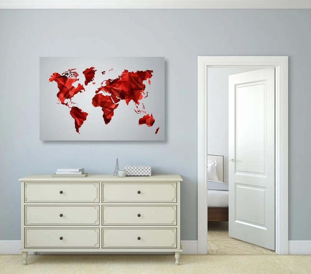 Εικόνα παγκόσμιου χάρτη σε διανυσματικό σχέδιο γραφικών με κόκκινο χρώμα - 60x40