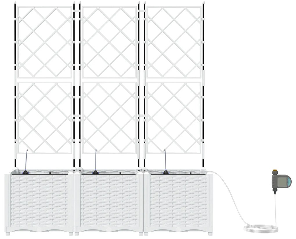 vidaXL Γλάστρες Κήπου 1 τεμ Καφασωτό Λευκό 120 x 40 x 142 cm Πλαστικό
