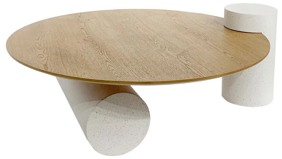 ASSYMETRON COFFEE TABLE ΦΥΣΙΚΟ ΓΚΡΙ ΑΝΟΙΧΤΟ 110x100xH41cm - 04-0970