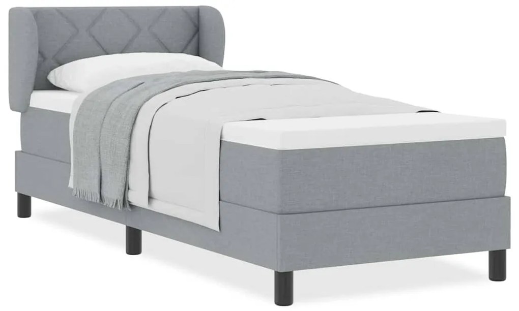 vidaXL Κρεβάτι box spring με στρώμα Ανοιχτό γκρι 80 x 200 cm ύφασμα