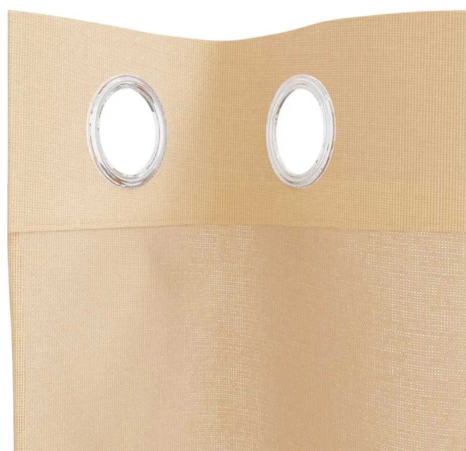 vidaXL Voile κουρτίνες με ροδέλες 2 τεμάχια Χρώμα Άμμου