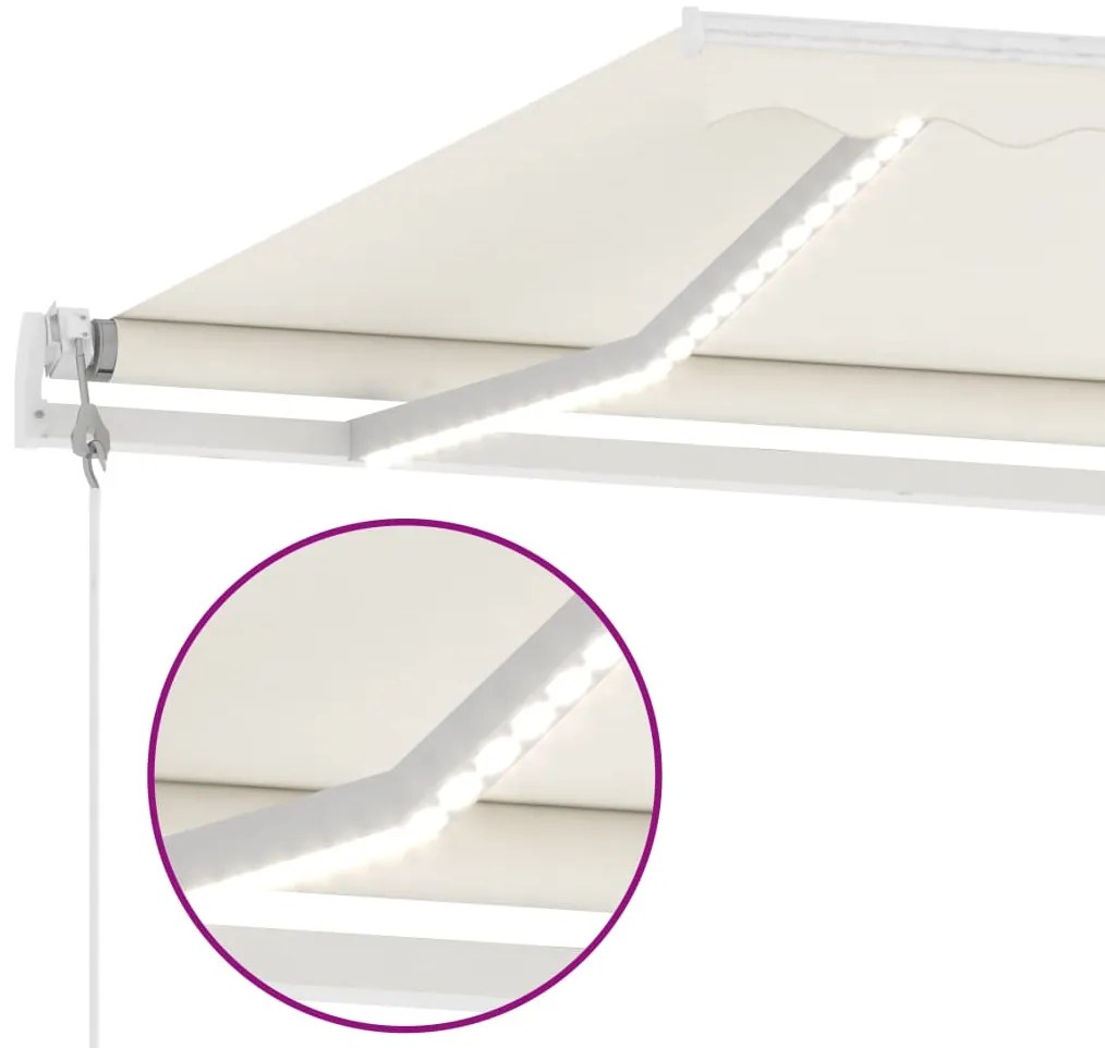 vidaXL Τέντα Αυτόματη με LED &amp; Αισθητήρα Ανέμου Κρεμ 500 x 300 εκ.