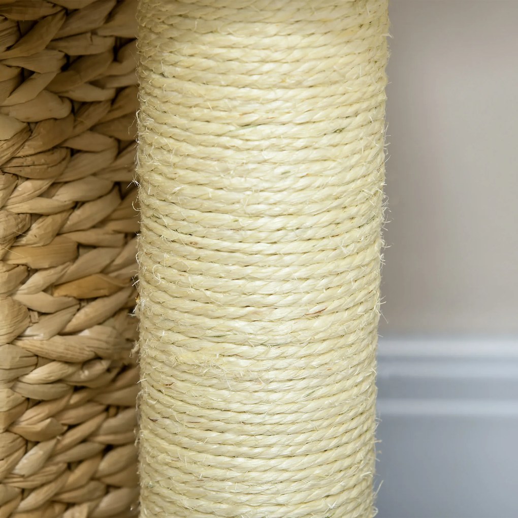 PawHut Δέντρος γάτας με σπηλιά, πλατφόρμα ύπνου, μπάλα παιχνιδιού, 45x40x74cm, Μπεζ