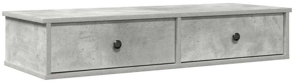 vidaXL Ράφι τοίχου με συρτάρια Γκρι μπετόν 100x37,5x19 cm Ξύλο μηχανής