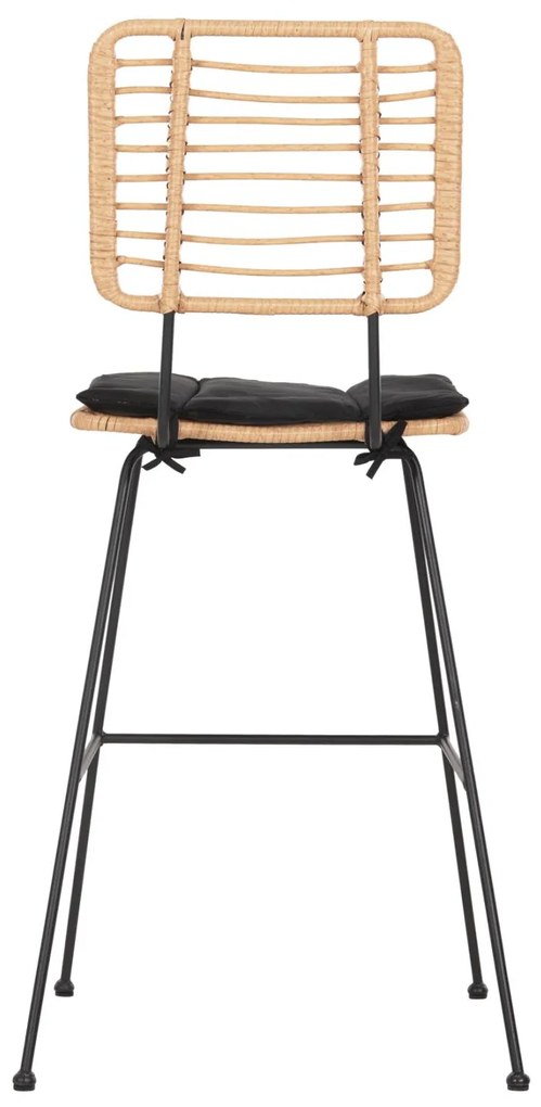 Σκαμπό Μπαρ ALLEGRA C5455.11 Μεταλλικό με Μπέζ Wicker &amp; Μαύρο Μαξιλάρι 56x59x116,5Υεκ. 56x59x116.5 εκ.