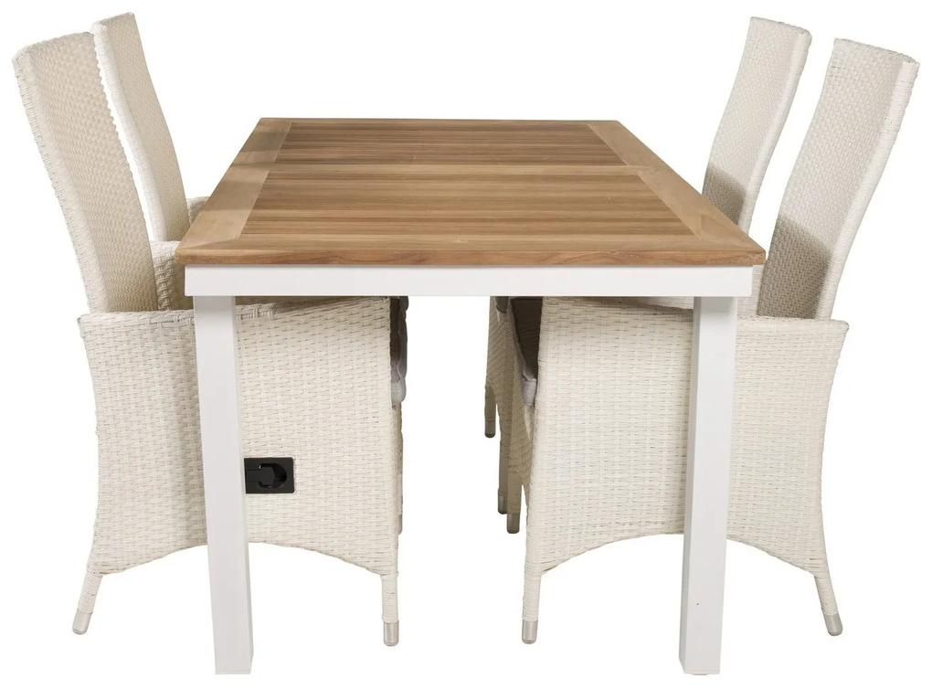 Σετ Τραπέζι και καρέκλες Dallas 2284, Ξύλο, Πλαστικό ψάθινο, Ξύλο: Ξύλο Teak, Μαξιλάρι καθίσματος: Ναι | Epipla1.gr