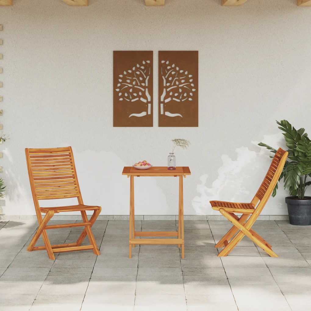 vidaXL Σετ Εξωτερικών Επίπλων 3 pcs Φυσικό Ξύλο 60 x 60 x 75 cm