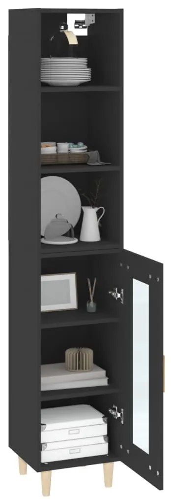 vidaXL Ντουλάπι Μαύρο 34,5 x 34 x 180 εκ. από Επεξεργασμένο Ξύλο