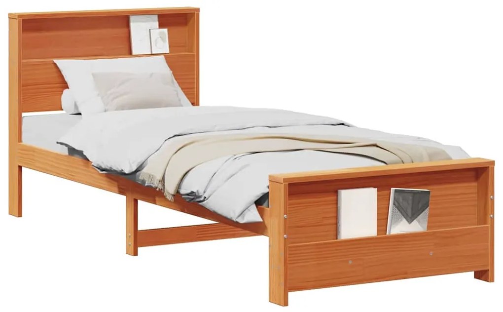 vidaXL Σκελετός Κρεβατιού Κερωτό καφέ 90 x 200 cm Επεξεργασμένο ξύλο