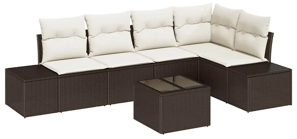 vidaXL Σετ Καναπέ Κήπου 6 pcs Καφέ Πολυ ράταν