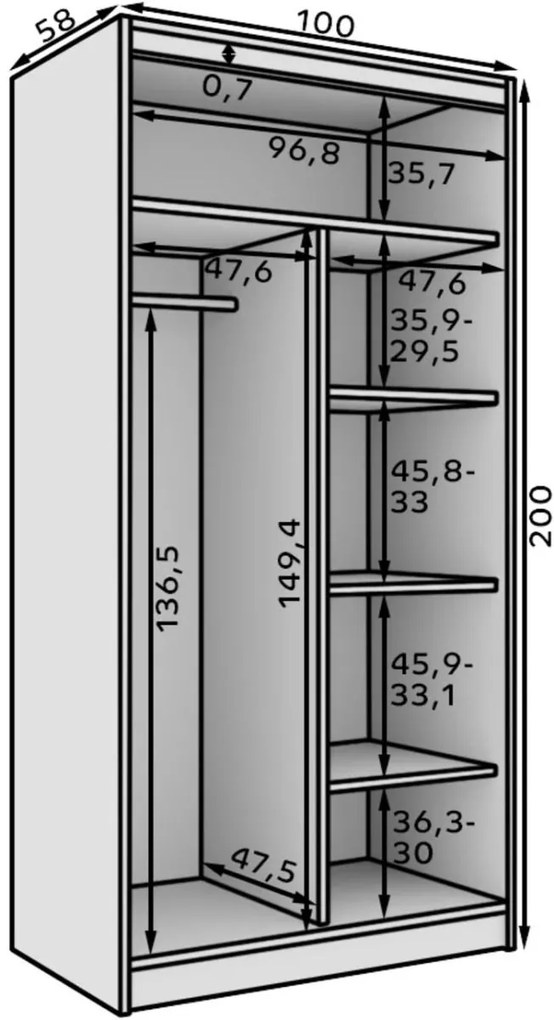 Ντουλάπα Flux 100 συρόμενη-Leuko-Mauro