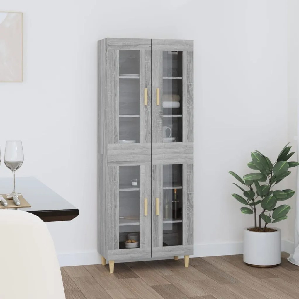 vidaXL Ντουλάπι Γκρι Sonoma 69,5 x 34 x 180 εκ. Επεξεργασμένο Ξύλο