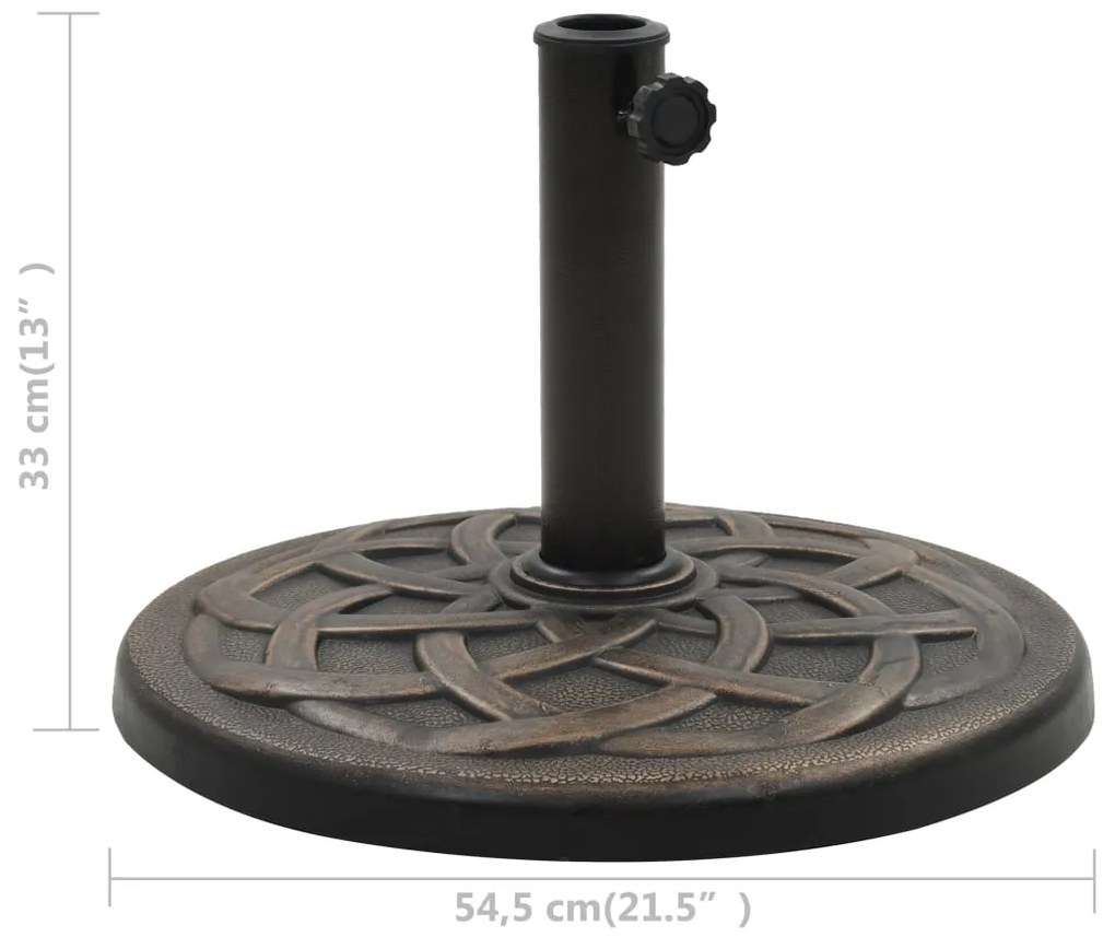 vidaXL Βάση Ομπρέλας Στρογγυλή Μπρονζέ 19 κ. από Συνθετική Ρητίνη